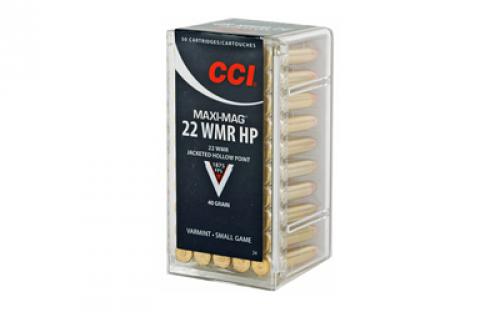 CCI Maxi-Mag, 22WMR, 40 Grain, Jacketed Hollow Point, 50 Round Box 24