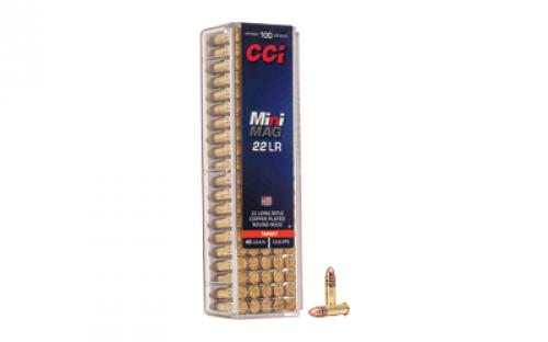 CCI Mini Mag, 22LR, 40 Grain, Gilded Lead Roundnose, 100 Round Box 30