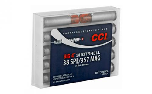 CCI Shotshell, 357MAG/38 Special, 84 Grain, Shotshell, #4 Shot Size, 10 Round Box 3714CC