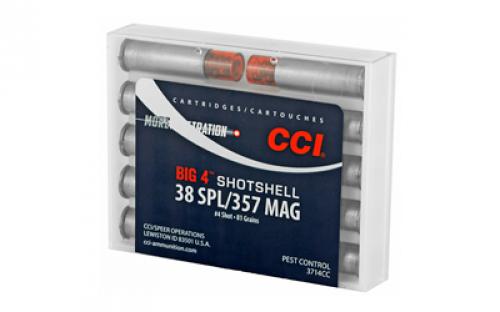 CCI Shotshell, 357MAG/38 Special, 84 Grain, Shotshell, #4 Shot Size, 10 Round Box 3714CC