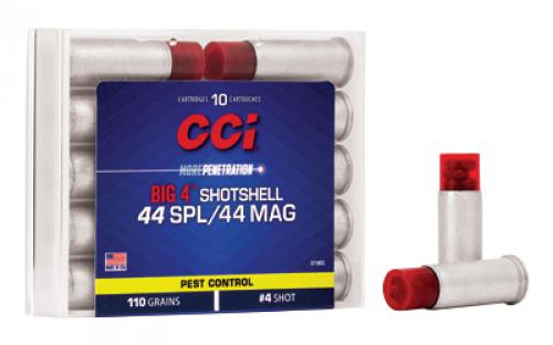 CCI Shotshell, 44 MAG/44 Special, 110 Grain, Shotshell, #4 Shot Size, 10 Round Box 3718CC