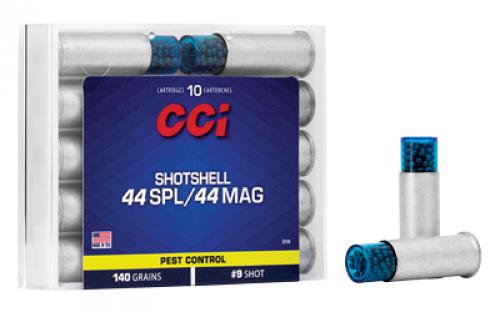 CCI Shotshell, 44MAG/44 Special, 140 Grain, Shotshell, #9 Shot Size, 10 Round Box 3744