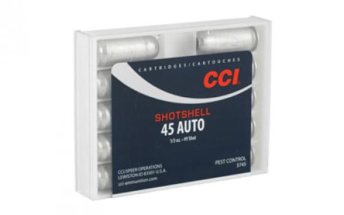 CCI Shotshell, 45ACP, 120 Grain, Shotshell, #9 Shot Size, 10 Round Box 3745