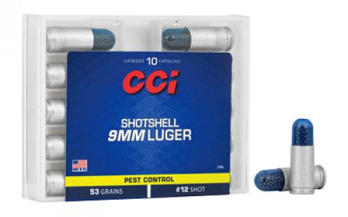 CCI Shotshell, 9MM, 53 Grain, Shotshell, #12 Shot Size, 10 Round Box 3790