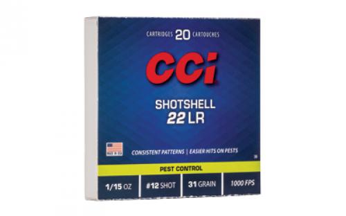 CCI Shotshell 22LR, 31 Grain, Shotshell #12, 20 Round Box 39