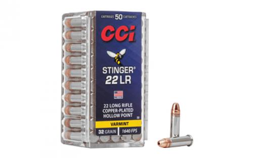 CCI Stinger, 22LR, 32 Grain, Gilded Lead Hollow Point, 50 Round Box 50