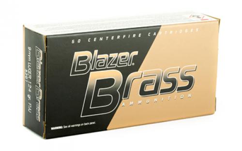 Blazer Ammunition Blazer Brass, 9MM, 124 Grain, Full Metal Jacket, 50 Round Box 5201