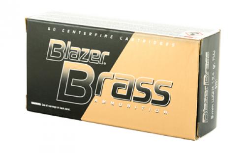 Blazer Ammunition Blazer Brass, 9MM, 124 Grain, Full Metal Jacket, 50 Round Box 5201