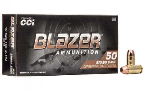 Blazer Ammunition Blazer Brass, 40 S&W, 165 Grain, Full Metal Jacket, 50 Round Box 5210