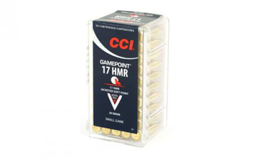 CCI Gamepoint, 17HMR, 20 Grain, Jacketed Soft Point, 50 Round Box 52