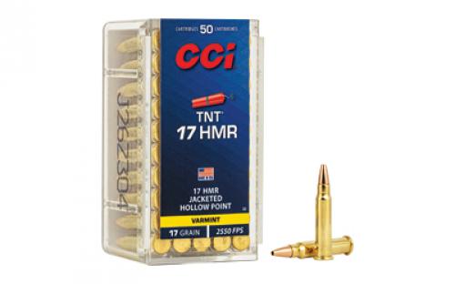 CCI TNT, 17 HMR, 17 Grain, Jacketed Hollow Point, 50 Round Box 53