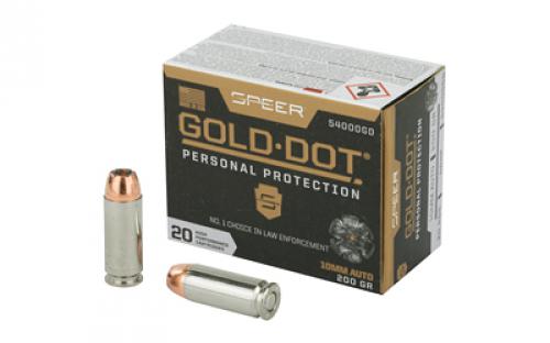 Speer Ammunition Speer Gold Dot, Personal Protection, 10MM, 200 Grain, Hollow Point, 20 Round Box 54000GD