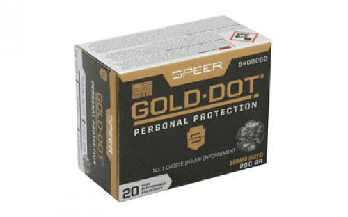 Speer Ammunition Speer Gold Dot, Personal Protection, 10MM, 200 Grain, Hollow Point, 20 Round Box 54000GD