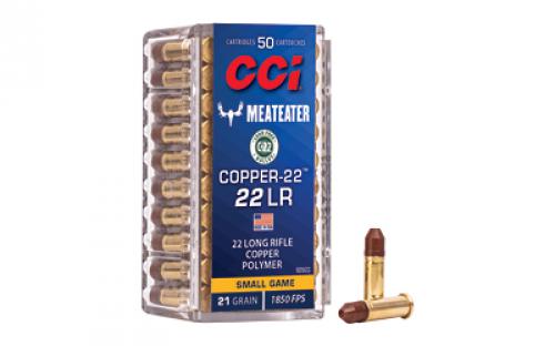 CCI Copper-22, 22LR, 21 Grain, Copper, Hollow Point, Lead Free, 50 Round Box, California Certified Nonlead Ammunition 925CC