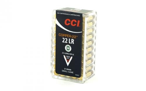 CCI Copper-22, 22LR, 21 Grain, Copper, Hollow Point, Lead Free, 50 Round Box, California Certified Nonlead Ammunition 925CC