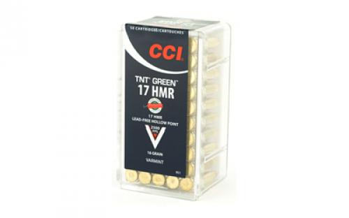 CCI TNTGreen, 17 HMR, 16 Grain, Hollow Point, Lead Free, 50 Round Box, California Certified Nonlead Ammunition 951