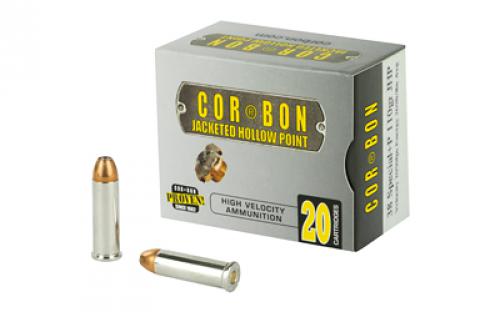 CorBon Self Defense, 38 Special, 110 Grain, Jacketed Hollow Point, +P, 20 Round Box 38110