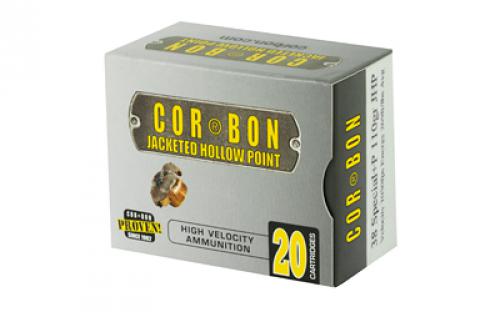 CorBon Self Defense, 38 Special, 110 Grain, Jacketed Hollow Point, +P, 20 Round Box 38110