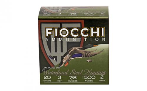 Fiocchi Ammunition Flyway Steel, Waterfowl, 20 Gauge, 3, #2, Steel Shot, 25 Round Box 203ST2