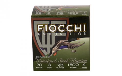 Fiocchi Ammunition Flyway Steel, Waterfowl, 20 Gauge, 3, #4, Steel Shot, 25 Round Box 203ST4