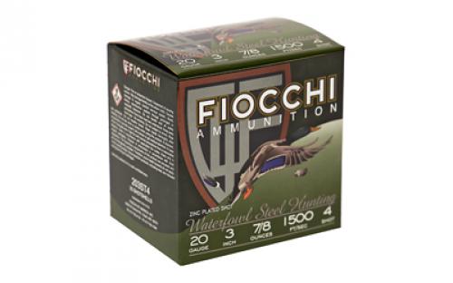 Fiocchi Ammunition Flyway Steel, Waterfowl, 20 Gauge, 3", #4, Steel Shot, 25 Round Box 203ST4