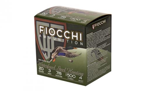 Fiocchi Ammunition Flyway Steel, Waterfowl, 20 Gauge, 3", #4, Steel Shot, 25 Round Box 203ST4