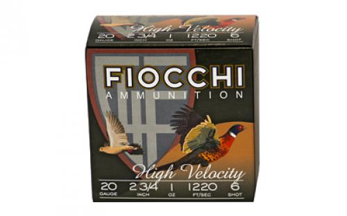 Fiocchi Ammunition Lead Hunting, 20 Gauge, 2.75, #6, Lead, Hi-Velocity, 25 Round Box 20HV6