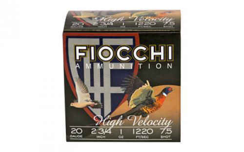 Fiocchi Ammunition Lead Hunting, 20 Gauge, 2.75, #7.5, Lead, Hi-Velocity, 25 Round Box 20HV75