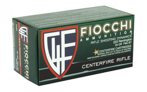 Fiocchi Ammunition Rifle, 223 Remington, 55 Grain, Full Metal Jacket Boat Tail, 50 Round Box 223A