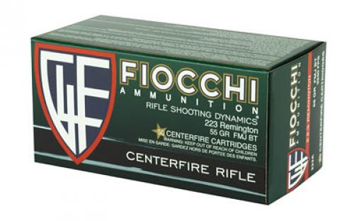 Fiocchi Ammunition Rifle, 223 Remington, 55 Grain, Full Metal Jacket Boat Tail, 50 Round Box 223A