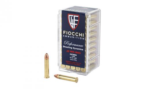 Fiocchi Ammunition Rimfire, 22WMR, 40 Grain, Jacketed Soft Point, 50 Round Box 22FWMA