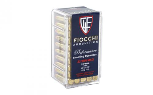 Fiocchi Ammunition Rimfire, 22WMR, 40 Grain, Jacketed Soft Point, 50 Round Box 22FWMA