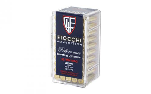 Fiocchi Ammunition Rimfire, 22WMR, 40 Grain, Jacketed Soft Point, 50 Round Box 22FWMA