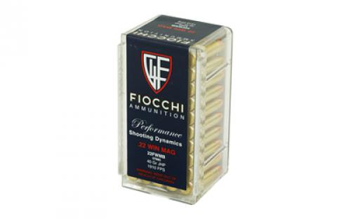 Fiocchi Ammunition Rimfire, 22WMR, 40 Grain, Jacketed HollowPoint, 50 Round Box 22FWMB