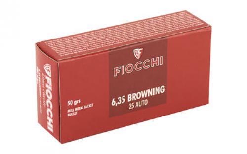 Fiocchi Ammunition Centerfire Pistol, 25ACP, 50 Grain, Full Metal Jacket, 50 Round Box 25AP