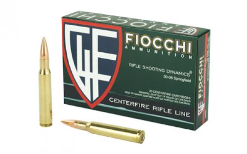 Fiocchi Ammunition Rifle, 30-06, 150 Grain, Full Metal Jacket Boat Tail, 20 Round Box 3006A