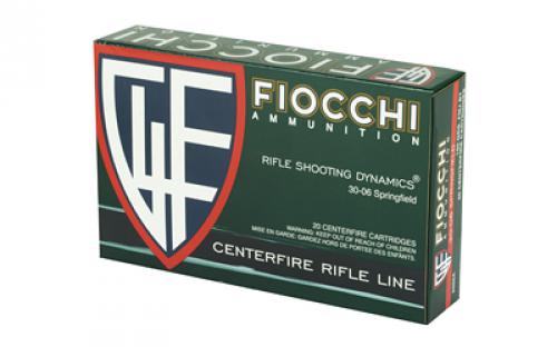 Fiocchi Ammunition Rifle, 30-06, 150 Grain, Full Metal Jacket Boat Tail, 20 Round Box 3006A