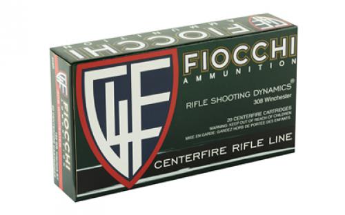 Fiocchi Ammunition Rifle, 308WIN, 165 Grain, InterLock Boat Tail Soft Point, 20 Round Box 308D