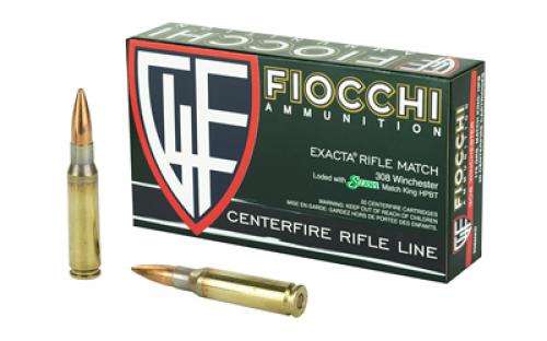 Fiocchi Ammunition Rifle, 308WIN, 175 Grain, Hollow Point Boat Tail Match King, 20 Round Box 308MKD