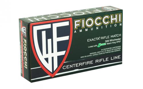 Fiocchi Ammunition Rifle, 308WIN, 175 Grain, Hollow Point Boat Tail Match King, 20 Round Box 308MKD