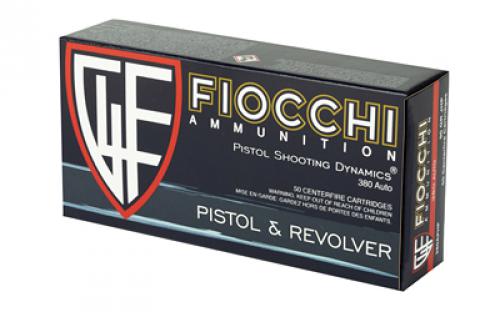 Fiocchi Ammunition Centerfire Pistol, 380ACP, 90 Grain, Jacketed Hollow Point, 50 Round Box 380APHP