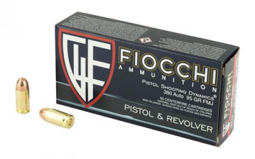 Fiocchi Ammunition Centerfire Pistol, 380ACP, 95 Grain, FullMetal Jacket, 50 Round Box 380AP