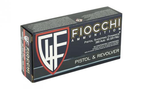 Fiocchi Ammunition Centerfire Pistol, 380ACP, 95 Grain, FullMetal Jacket, 50 Round Box 380AP