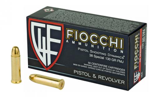 Fiocchi Ammunition Centerfire Pistol, 38 Special, 130 Grain, Full Metal Jacket, 50 Round Box 38A