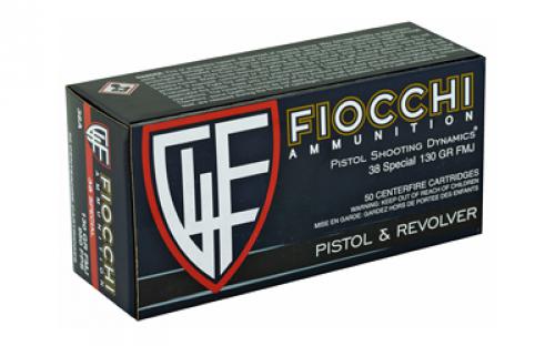 Fiocchi Ammunition Centerfire Pistol, 38 Special, 130 Grain, Full Metal Jacket, 50 Round Box 38A