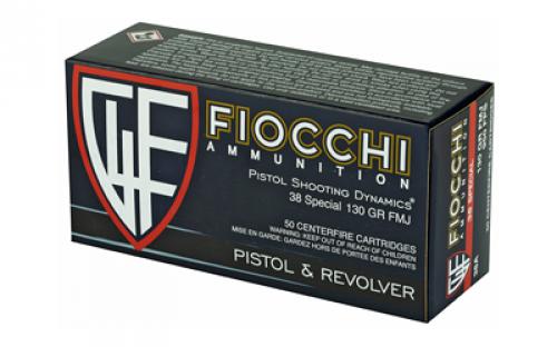 Fiocchi Ammunition Centerfire Pistol, 38 Special, 130 Grain, Full Metal Jacket, 50 Round Box 38A