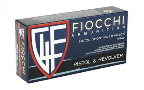 Fiocchi Ammunition Centerfire Pistol, 45ACP, 230 Grain, Full Metal Jacket, 50 Round Box 45A500