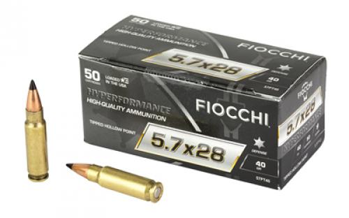 Fiocchi Ammunition Hyperformance, 5.7X28MM, 40Gr, Tipped Hollow Point, 50 Round Box 57PT40