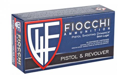 Fiocchi Ammunition Centerfire Pistol, 9MM, 124 Grain, Full Metal Jacket, 50 Round Box 9APB