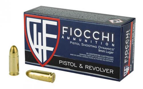 Fiocchi Ammunition Centerfire Pistol, 9MM, 115 Grain, Full Metal Jacket, 50 Round Box 9AP